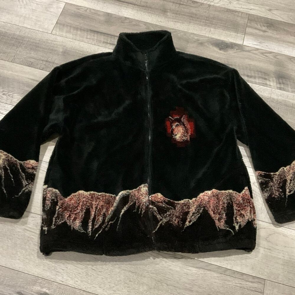 Vintage‎ for seasons plush fleece jacket wolf themed size x large